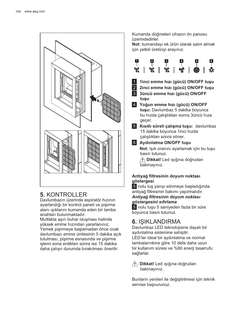 Kontroller, I ùiklandirma | AEG X99464MK2 User Manual | Page 104 / 132