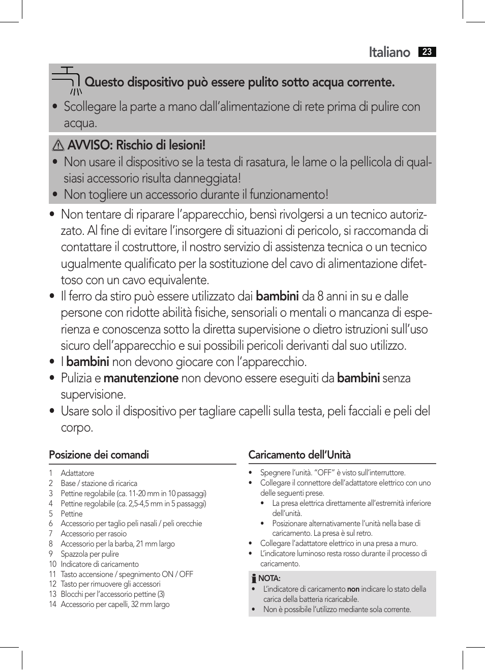 Italiano | AEG BHT 5640 User Manual | Page 23 / 54