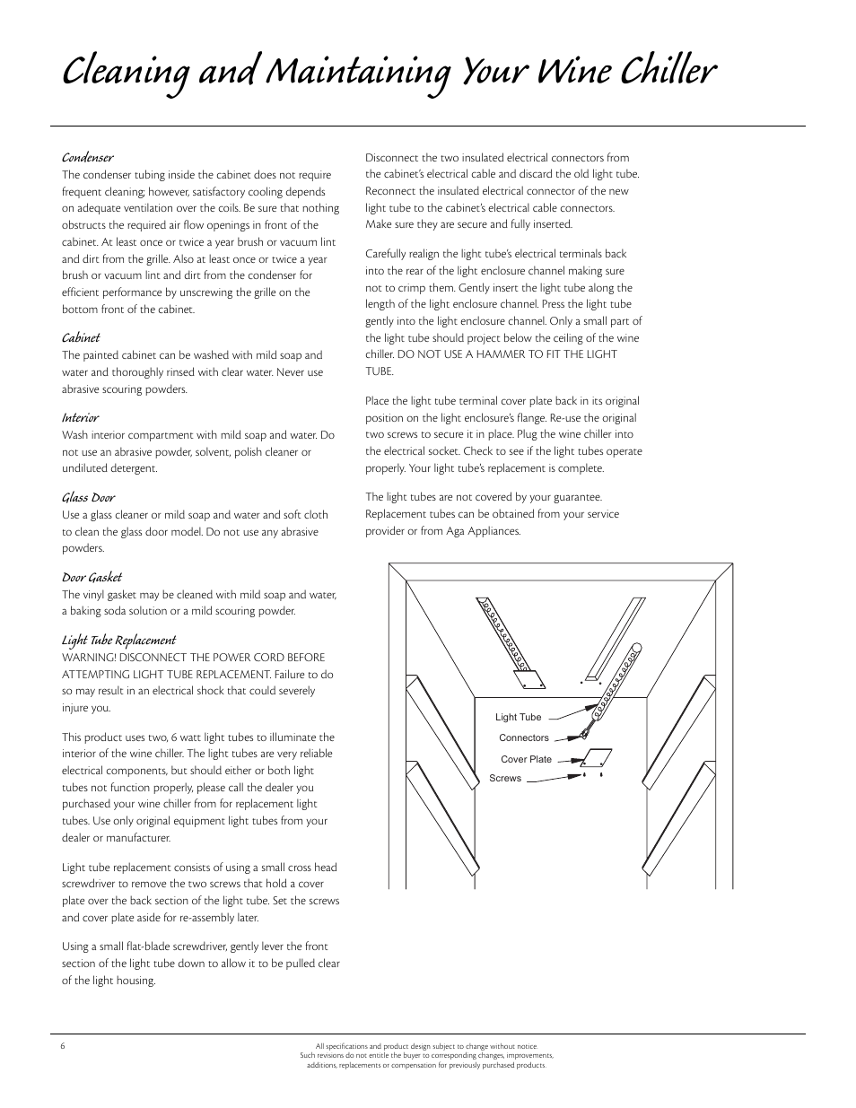 Cleaning and maintaining your wine chiller | Aga Ranges 115V User Manual | Page 6 / 12