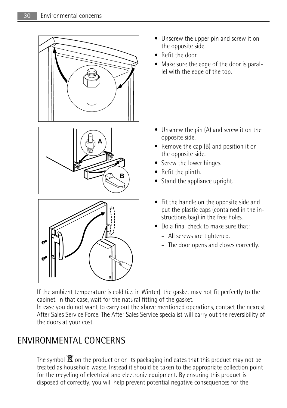 Environmental concerns | AEG A51700GSW0 User Manual | Page 30 / 64