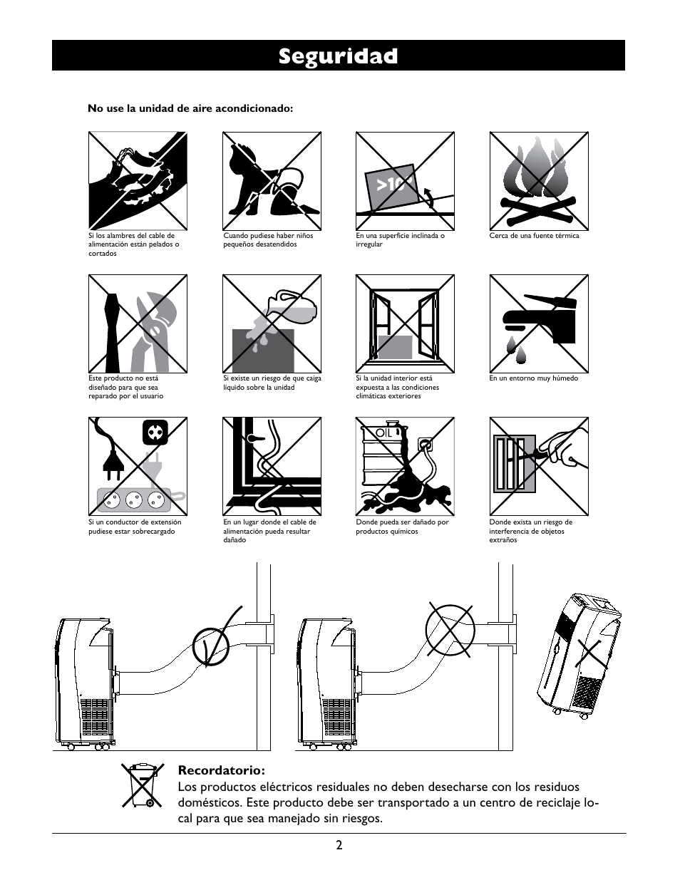 Seguridad | Amcor A12000EH User Manual | Page 20 / 32