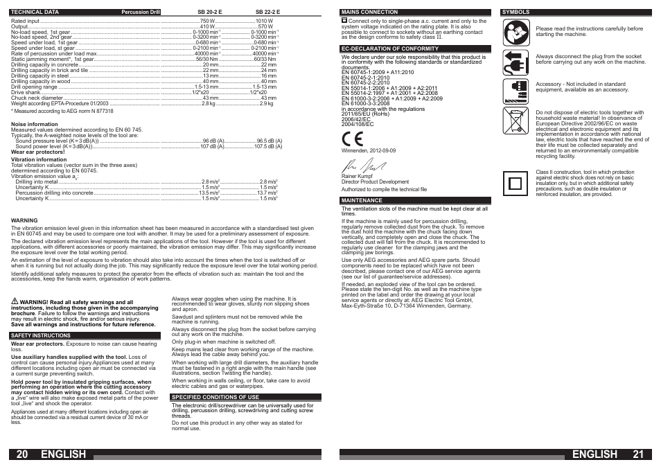 English | AEG SB 22-2E User Manual | Page 11 / 39