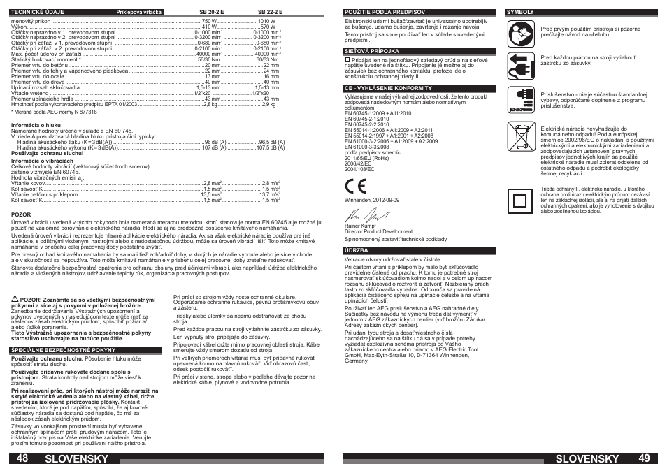 Slovensky | AEG SB 22-2E User Manual | Page 25 / 39