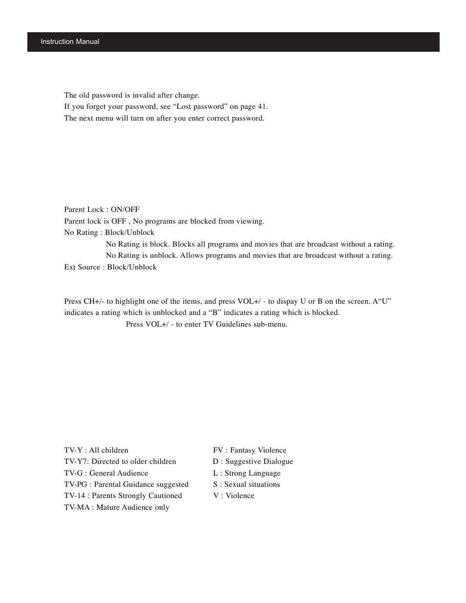 Menus (continued), Instruction manual | Apex Digital GB4308 User Manual | Page 32 / 43