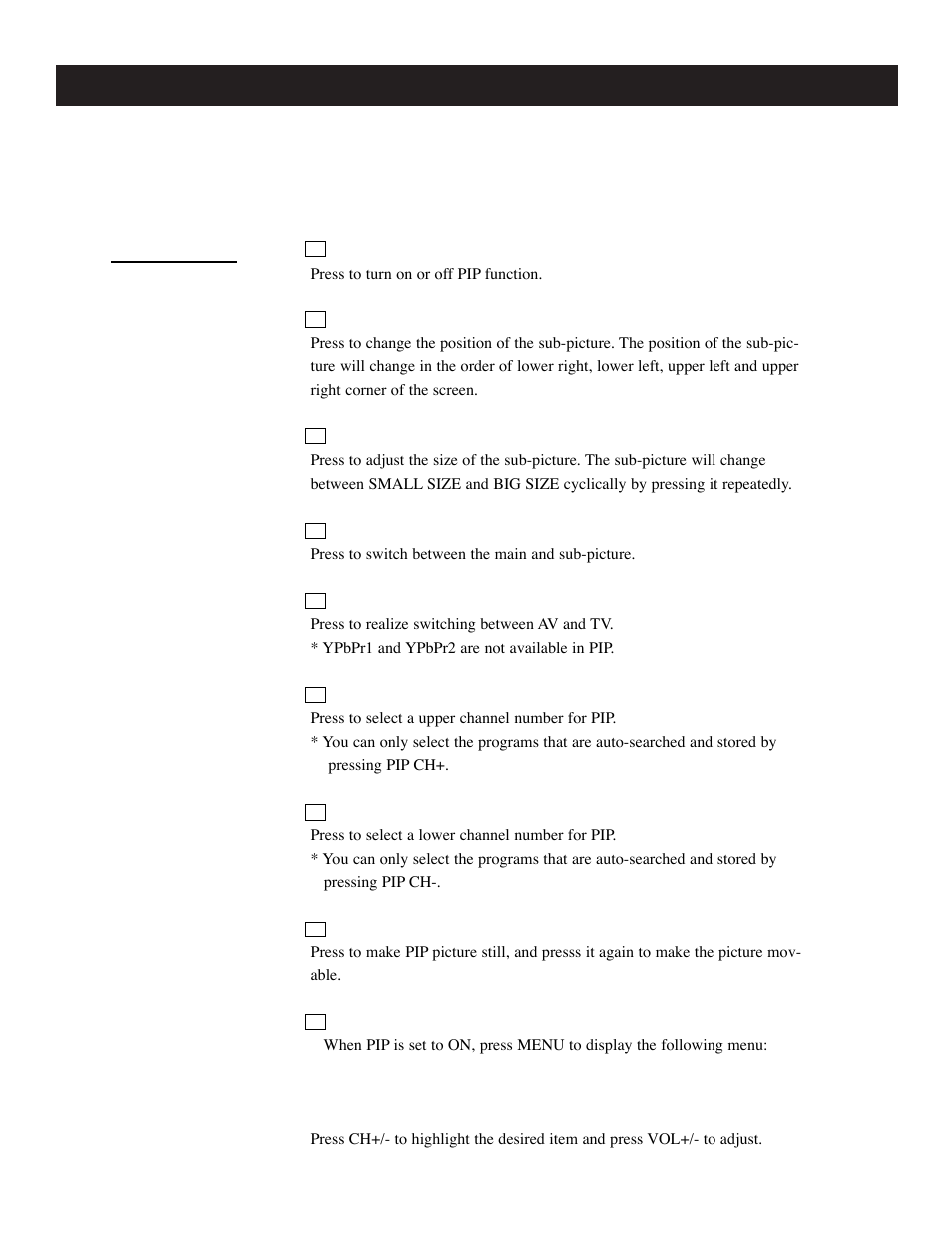Watching pip, Features (continued) | Apex Digital GB5108 User Manual | Page 25 / 43
