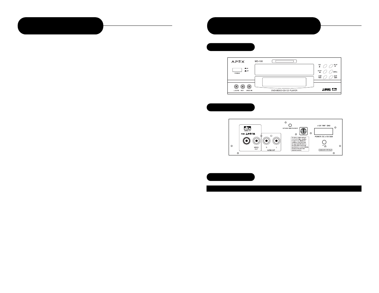 Identification of control, Table of content, Front panel back panel installation | Apex Digital MD 100 User Manual | Page 6 / 24