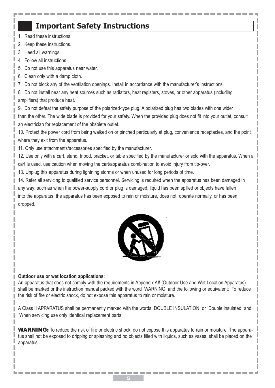Important safety instructions | Apex Digital PD-480 User Manual | Page 5 / 34