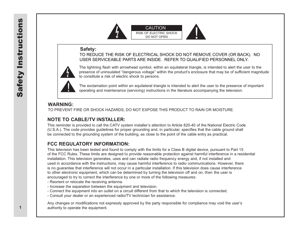 Saf ety instr uctions | Apex Digital LD3249 User Manual | Page 2 / 32