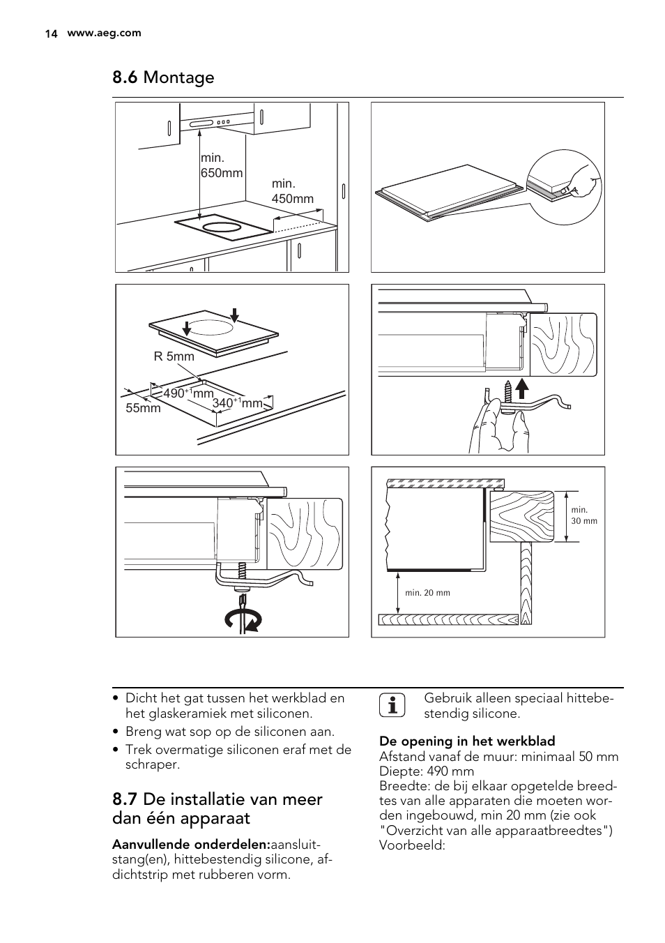 6 montage, 7 de installatie van meer dan één apparaat | AEG HC412000GB User Manual | Page 14 / 64