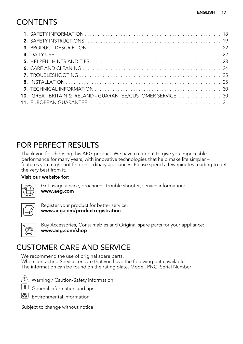 AEG HC412000GB User Manual | Page 17 / 64