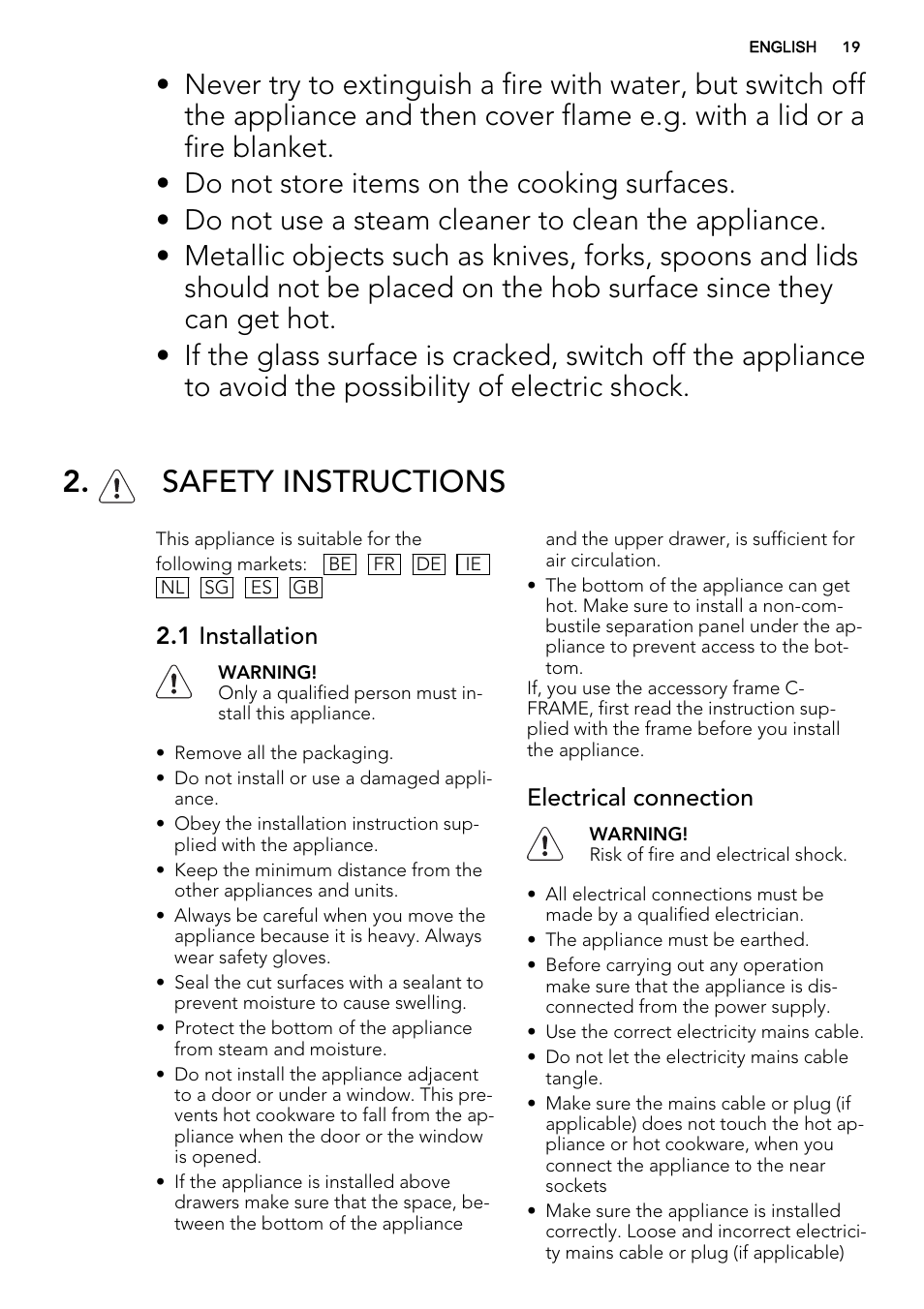 Safety instructions | AEG HC412000GB User Manual | Page 19 / 64