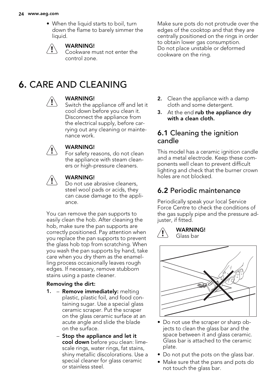 Care and cleaning, 1 cleaning the ignition candle, 2 periodic maintenance | AEG HC412000GB User Manual | Page 24 / 64