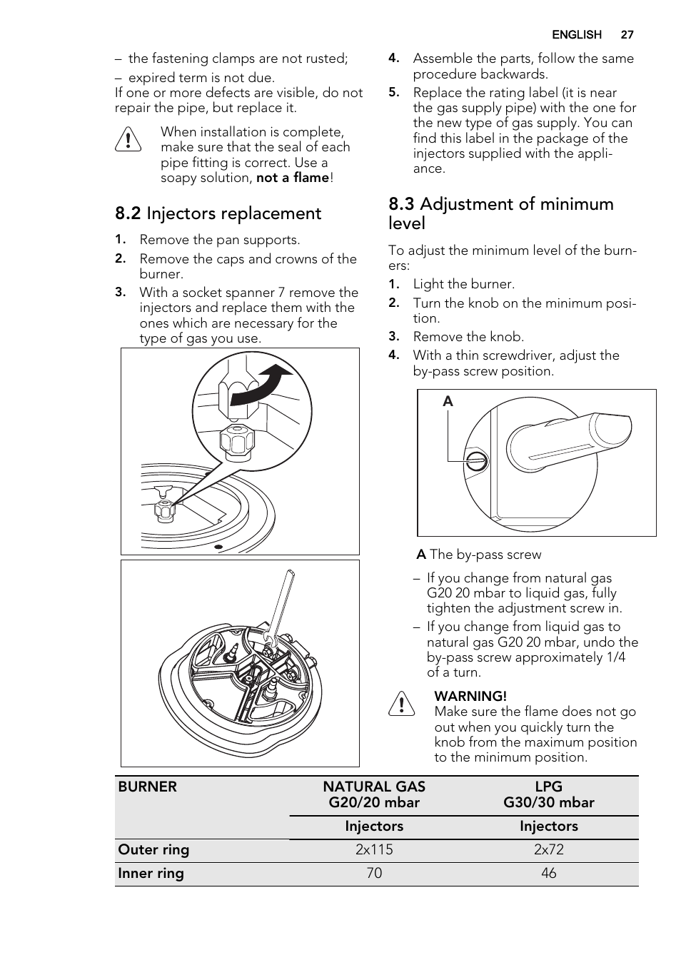 2 injectors replacement, 3 adjustment of minimum level | AEG HC412000GB User Manual | Page 27 / 64