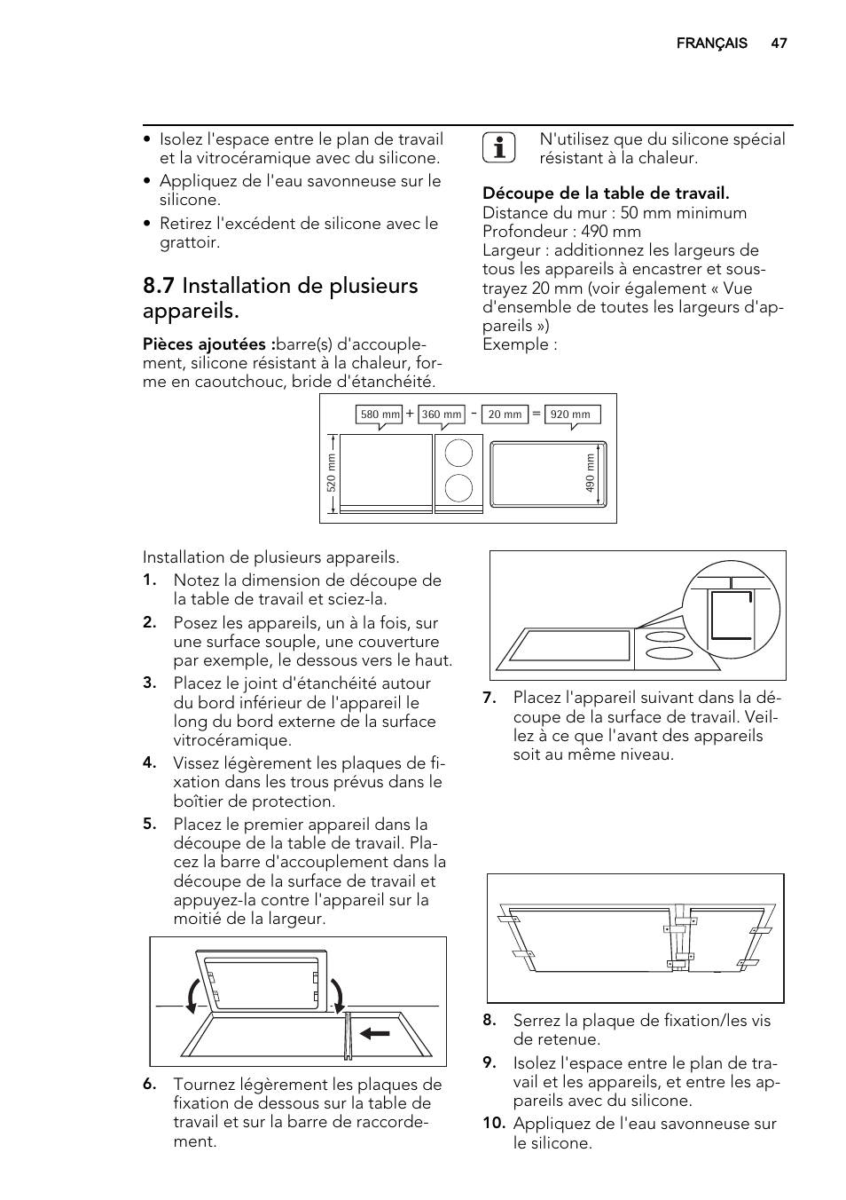 7 installation de plusieurs appareils | AEG HC412000GB User Manual | Page 47 / 64