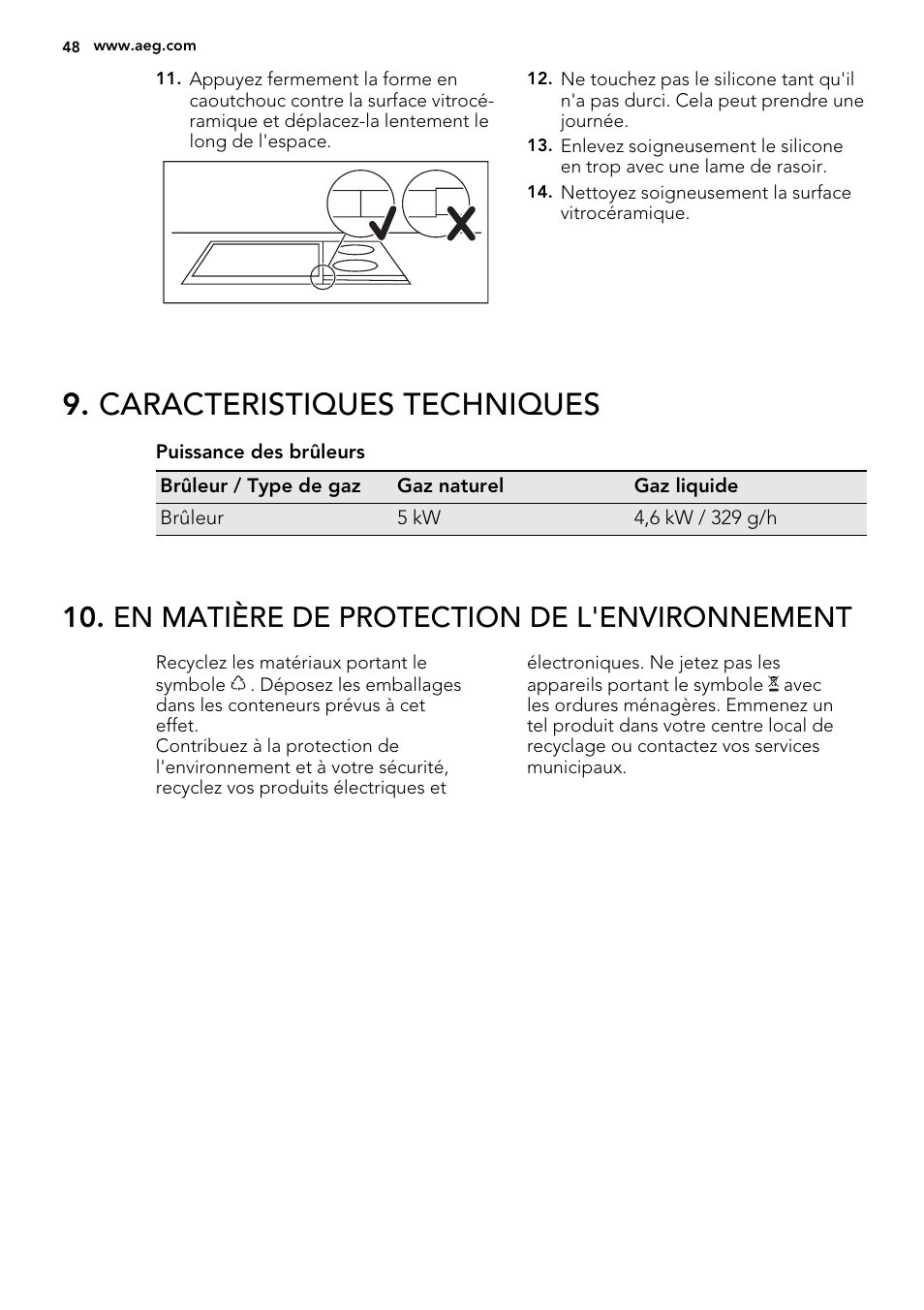 Caracteristiques techniques, En matière de protection de l'environnement | AEG HC412000GB User Manual | Page 48 / 64