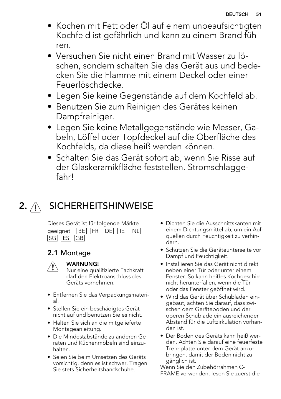 Sicherheitshinweise | AEG HC412000GB User Manual | Page 51 / 64