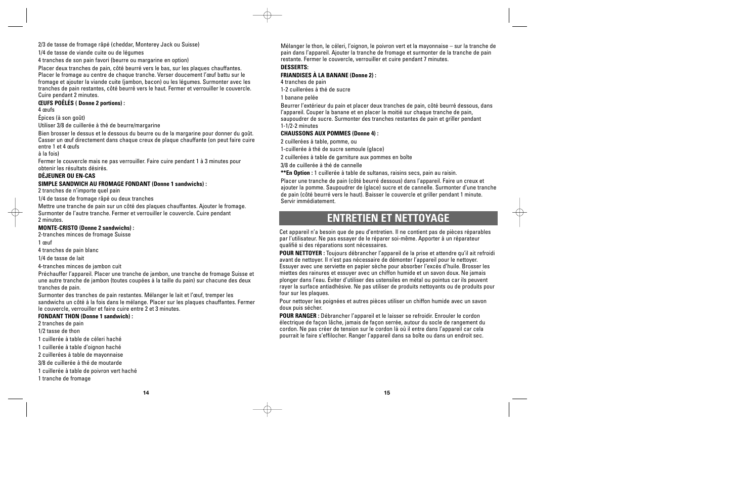 Entretien et nettoyage | Applica SM-1 User Manual | Page 9 / 11