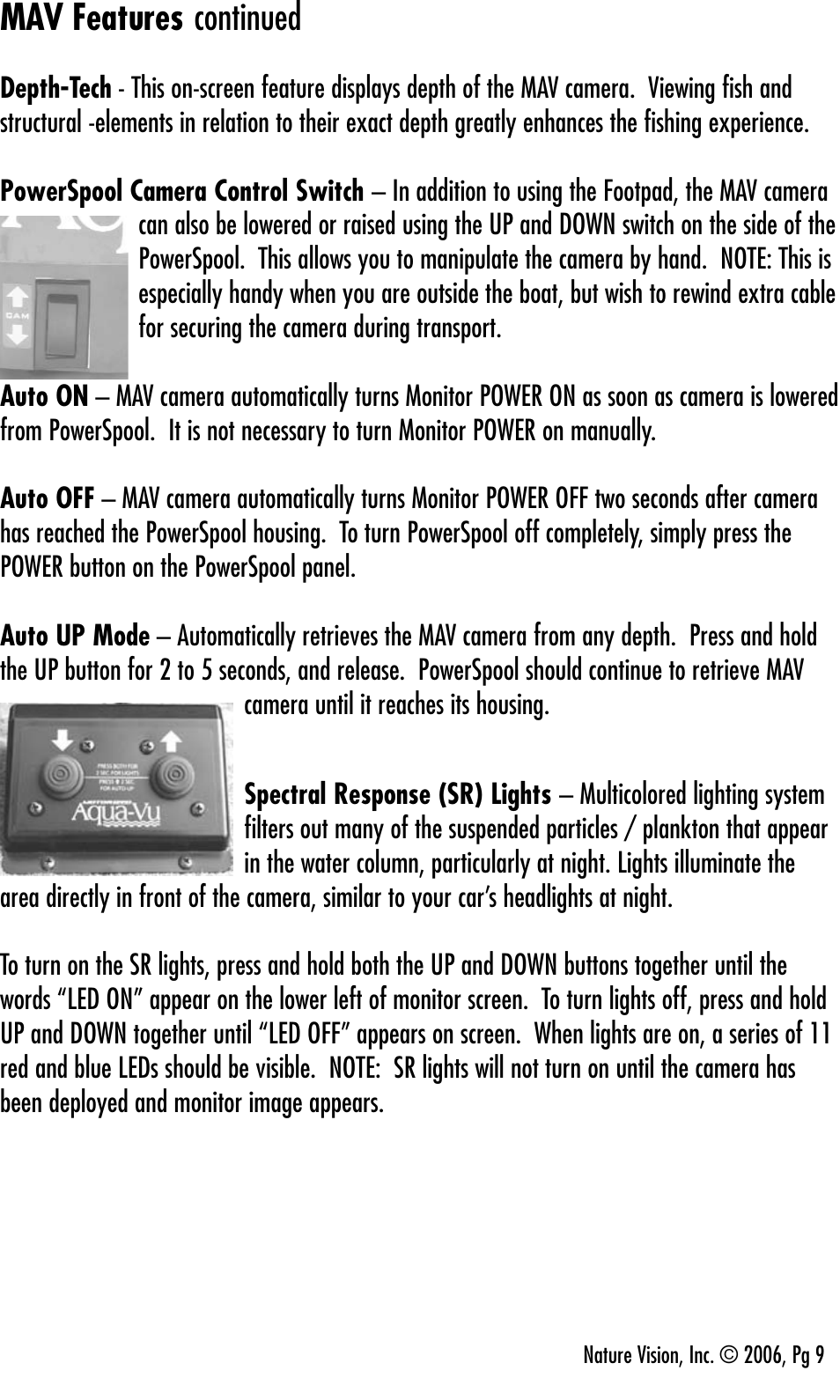 Mav features continued | Aqua-Vu Motorized Aqua-Vu Aqua-Vu MAV User Manual | Page 11 / 20