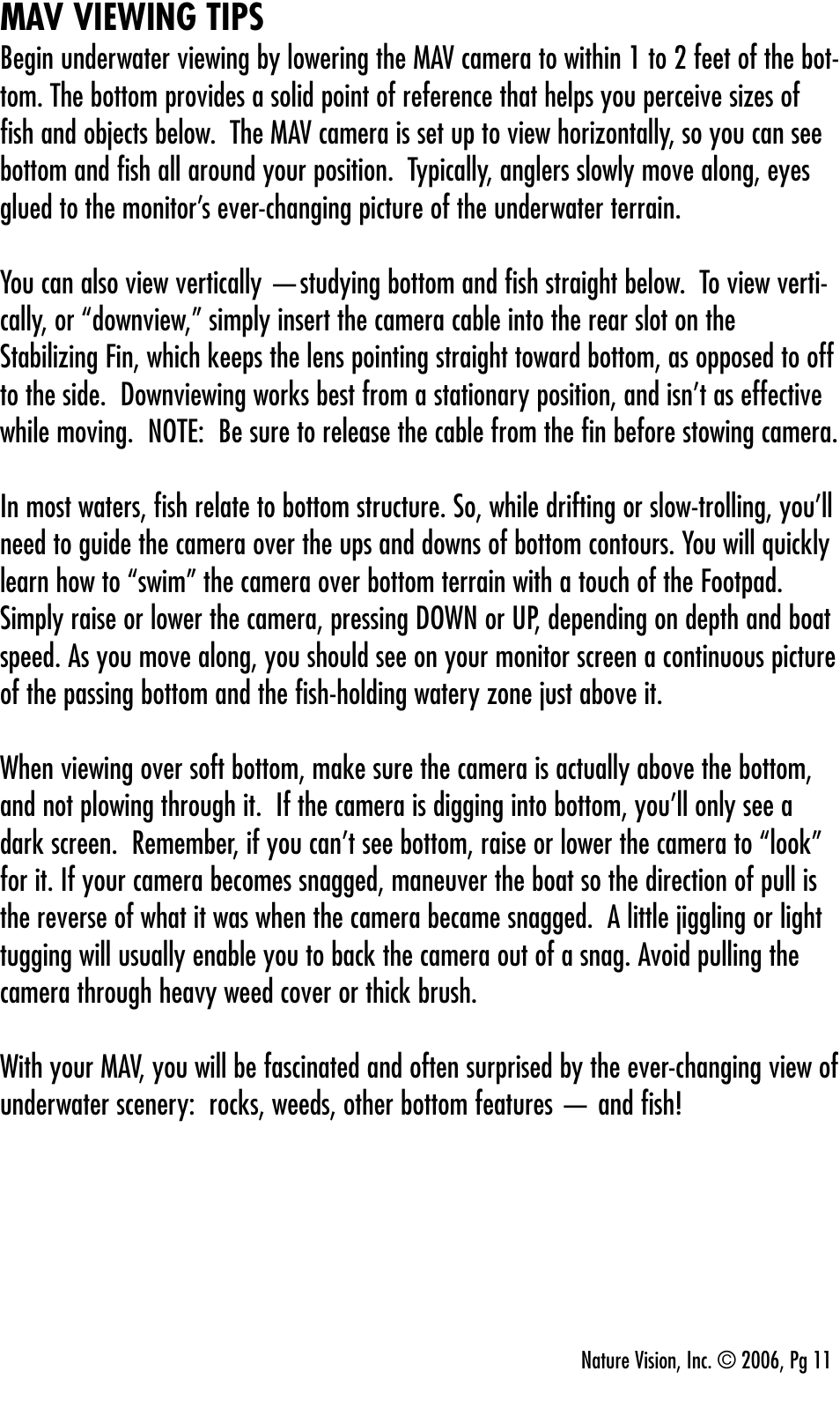 Mav viewing tips | Aqua-Vu Motorized Aqua-Vu Aqua-Vu MAV User Manual | Page 13 / 20
