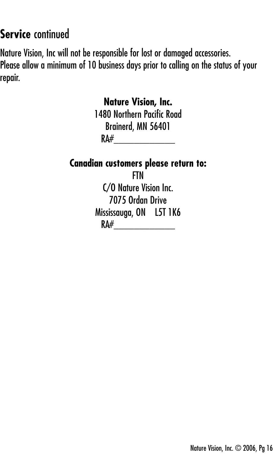 Service continued | Aqua-Vu Motorized Aqua-Vu Aqua-Vu MAV User Manual | Page 18 / 20