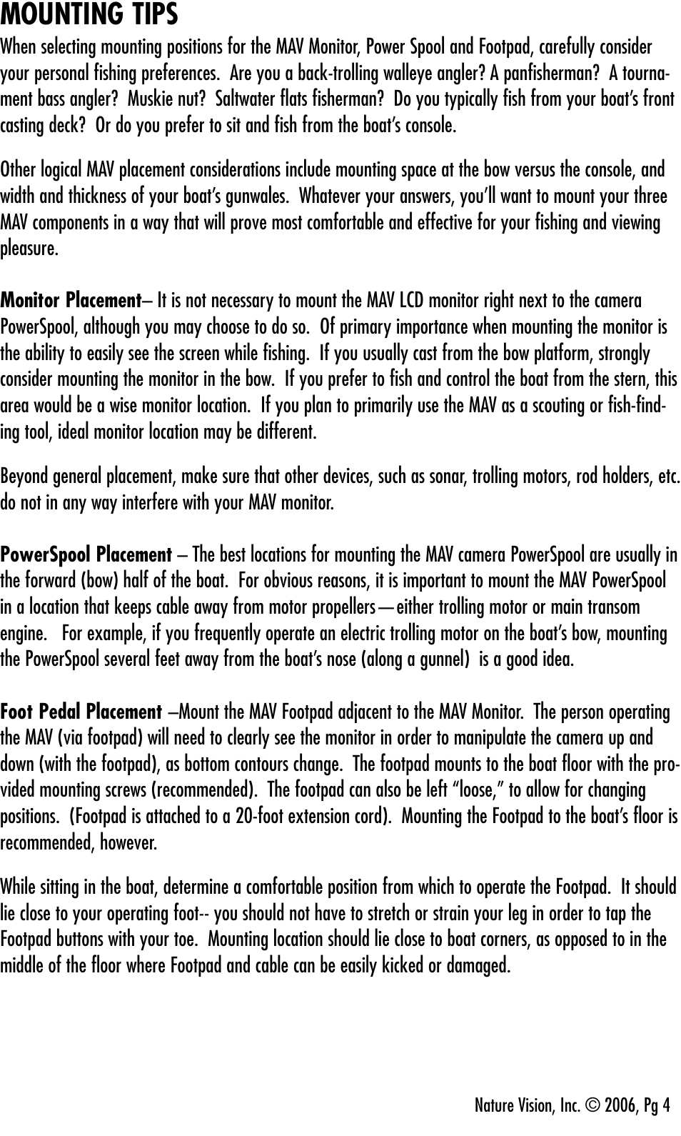 Mounting tips | Aqua-Vu Motorized Aqua-Vu Aqua-Vu MAV User Manual | Page 6 / 20