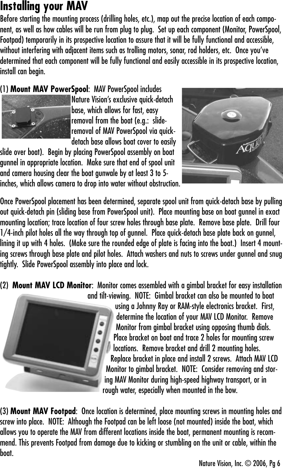 Installing your mav | Aqua-Vu Motorized Aqua-Vu Aqua-Vu MAV User Manual | Page 8 / 20