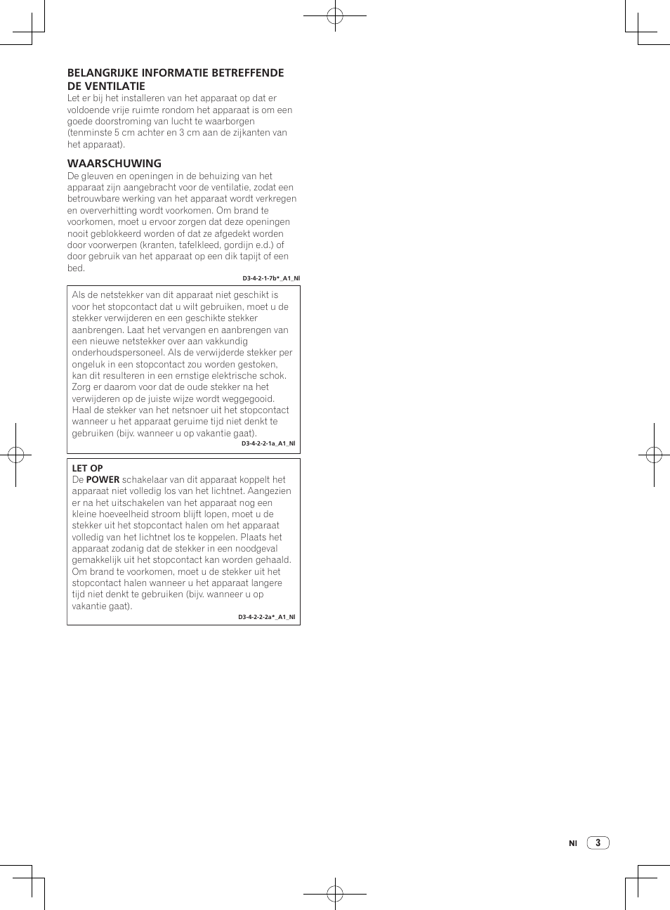Belangrijke informatie betreffende de ventilatie, Waarschuwing | Pioneer DJM-850-S User Manual | Page 29 / 112