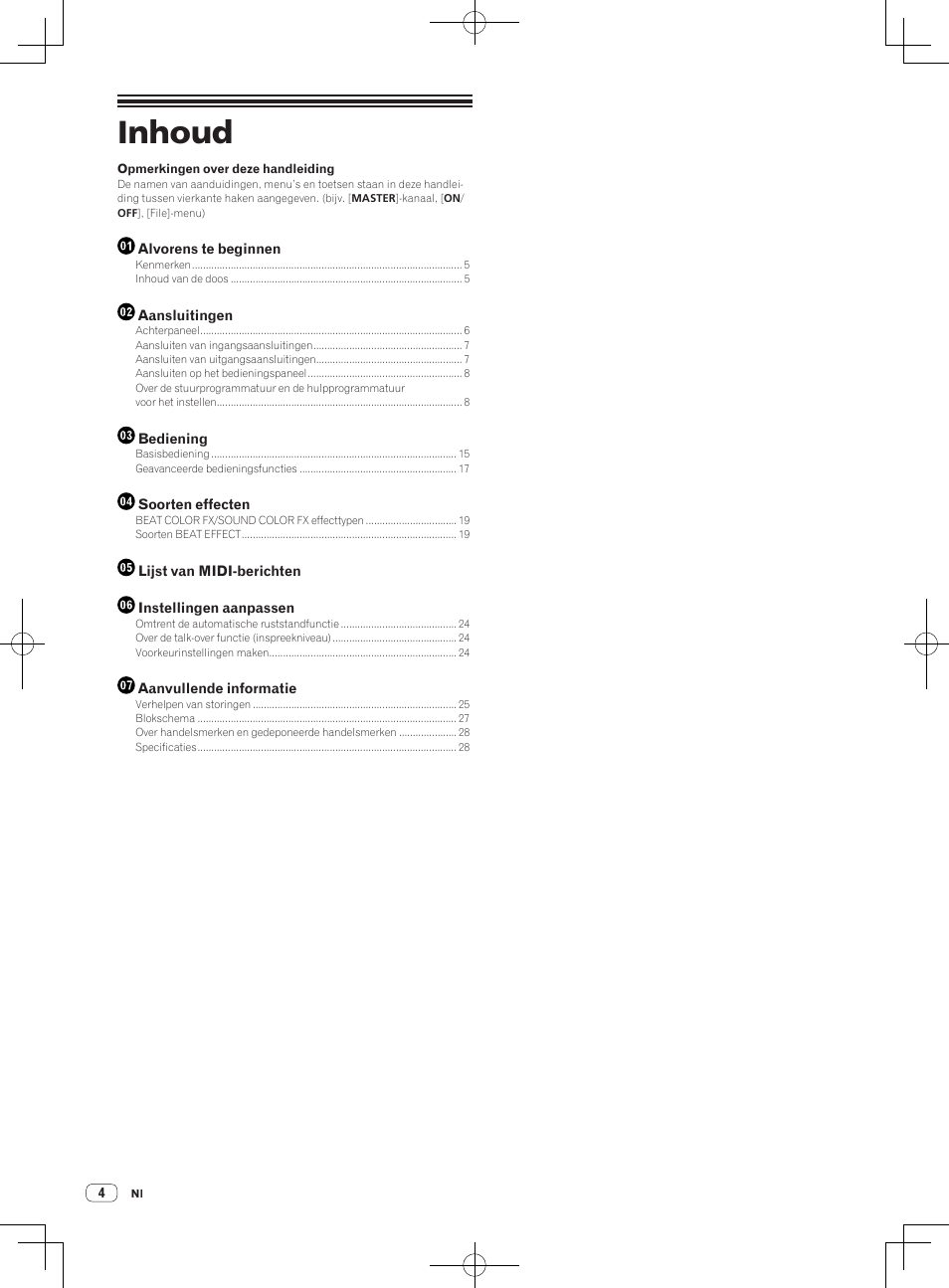 Dj mengpaneel, Handleiding, Inhoud | Pioneer DJM-850-S User Manual | Page 30 / 112