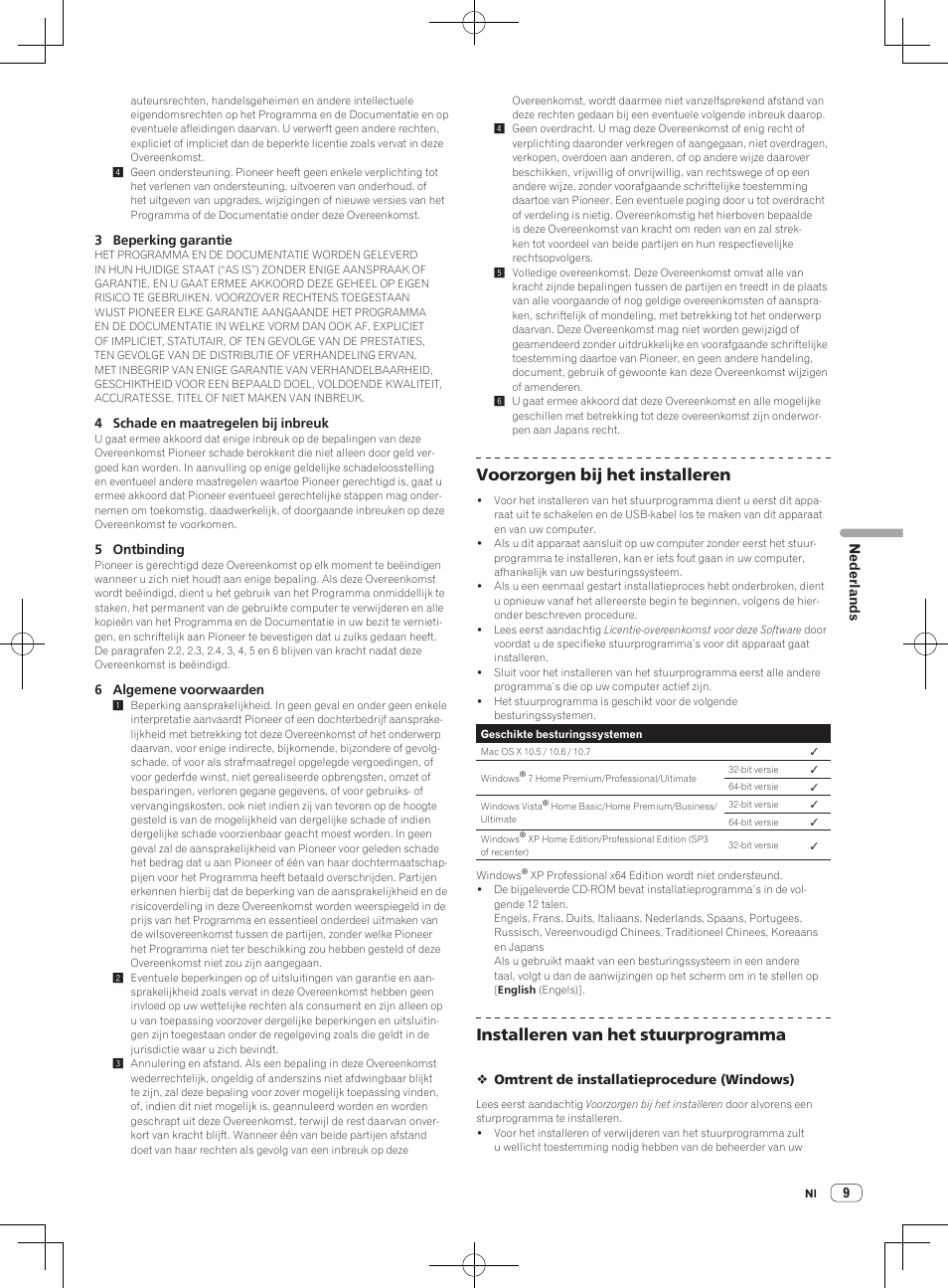 Voorzorgen bij het installeren, Installeren van het stuurprogramma | Pioneer DJM-850-S User Manual | Page 35 / 112