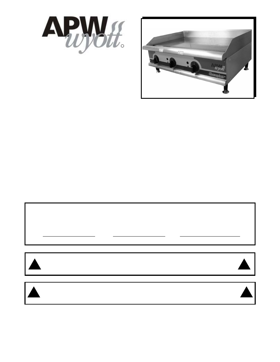 APW Wyott GGM-48H User Manual | 16 pages