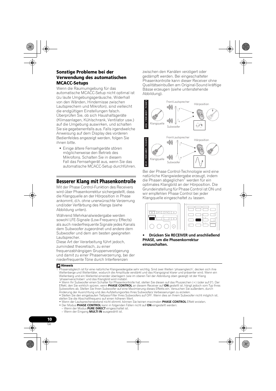 Besserer klang mit phasenkontrolle, Sonstige probleme bei der verwendung, Des automatischen mcacc-setups | Pioneer VSX-819H-S User Manual | Page 80 / 282