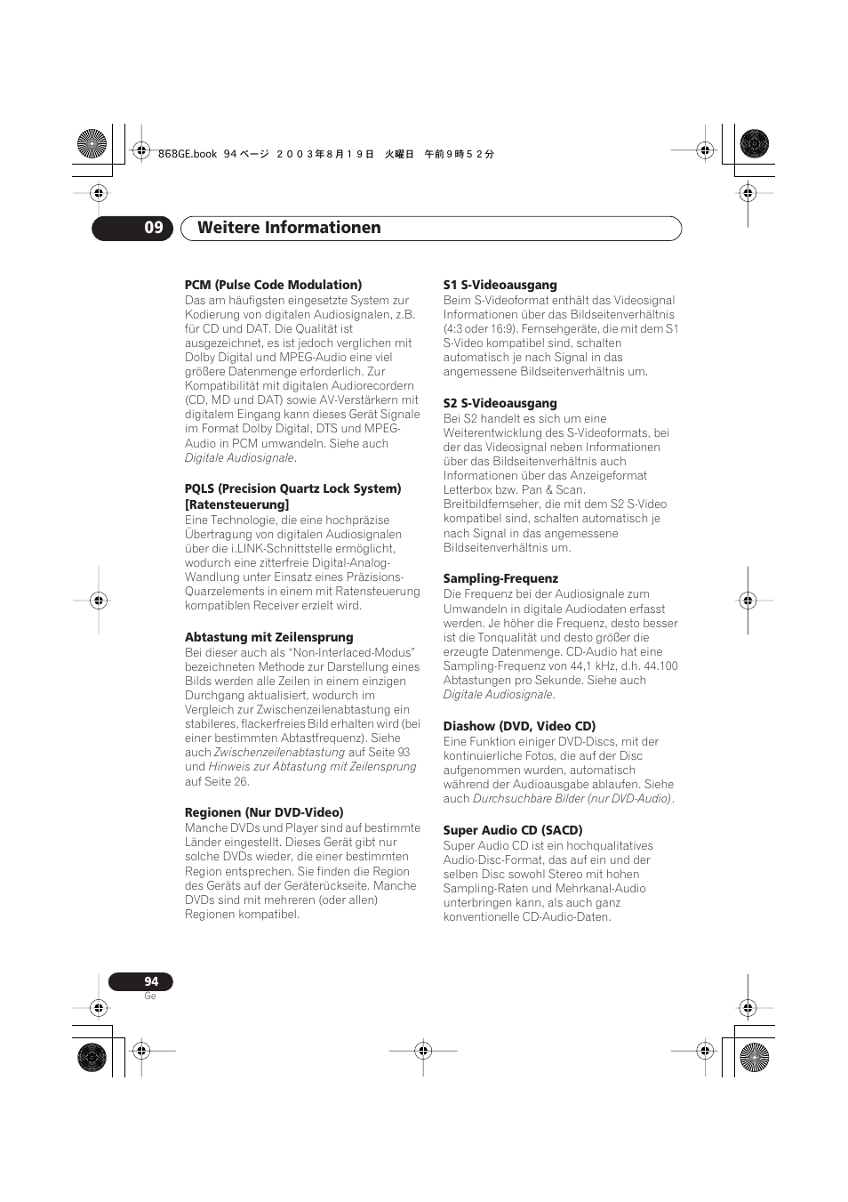 Weitere informationen 09 | Pioneer DV-668AV-S User Manual | Page 196 / 208