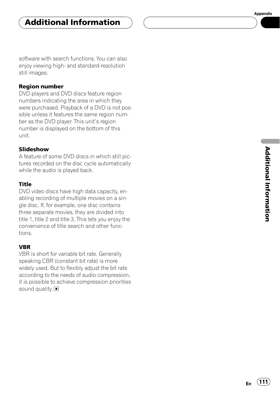 Additionalinformation | Pioneer AVH-P7500DVD User Manual | Page 111 / 116