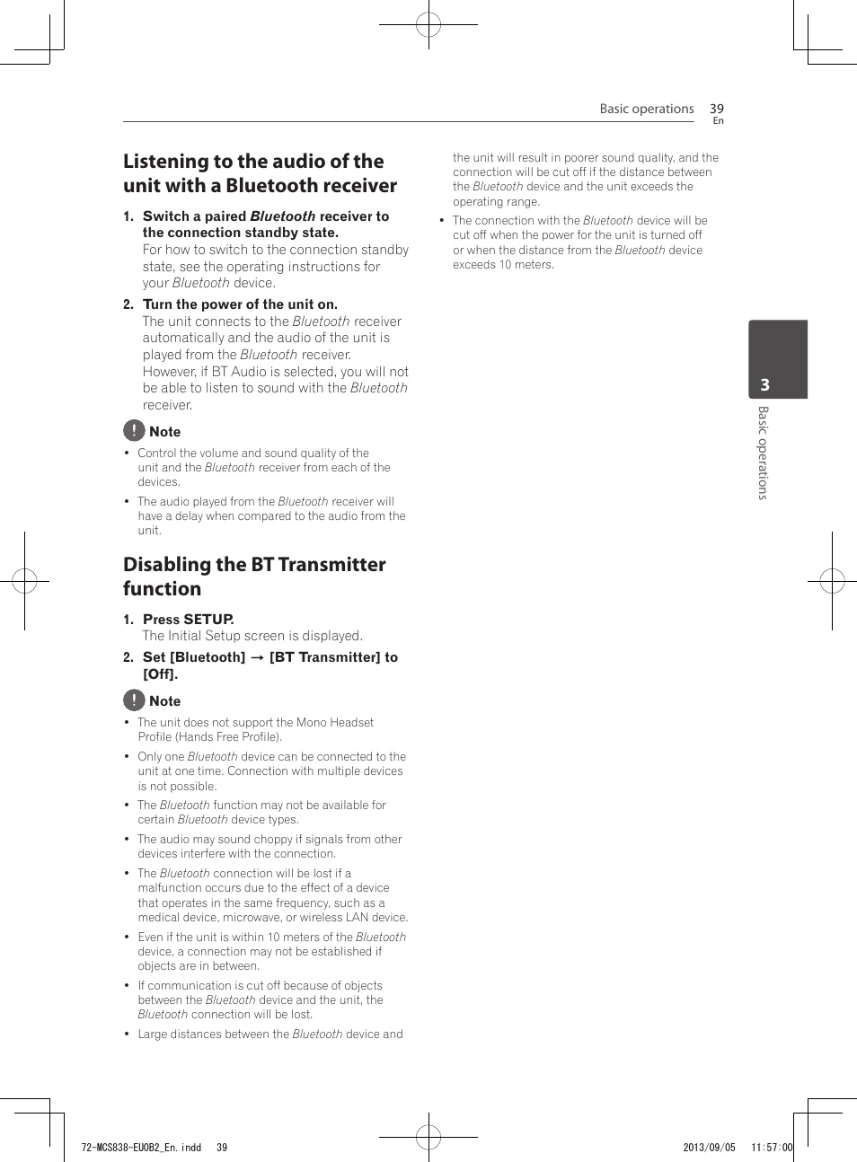 Disabling the bt transmitter function | Pioneer SBX-N700 User Manual | Page 39 / 68