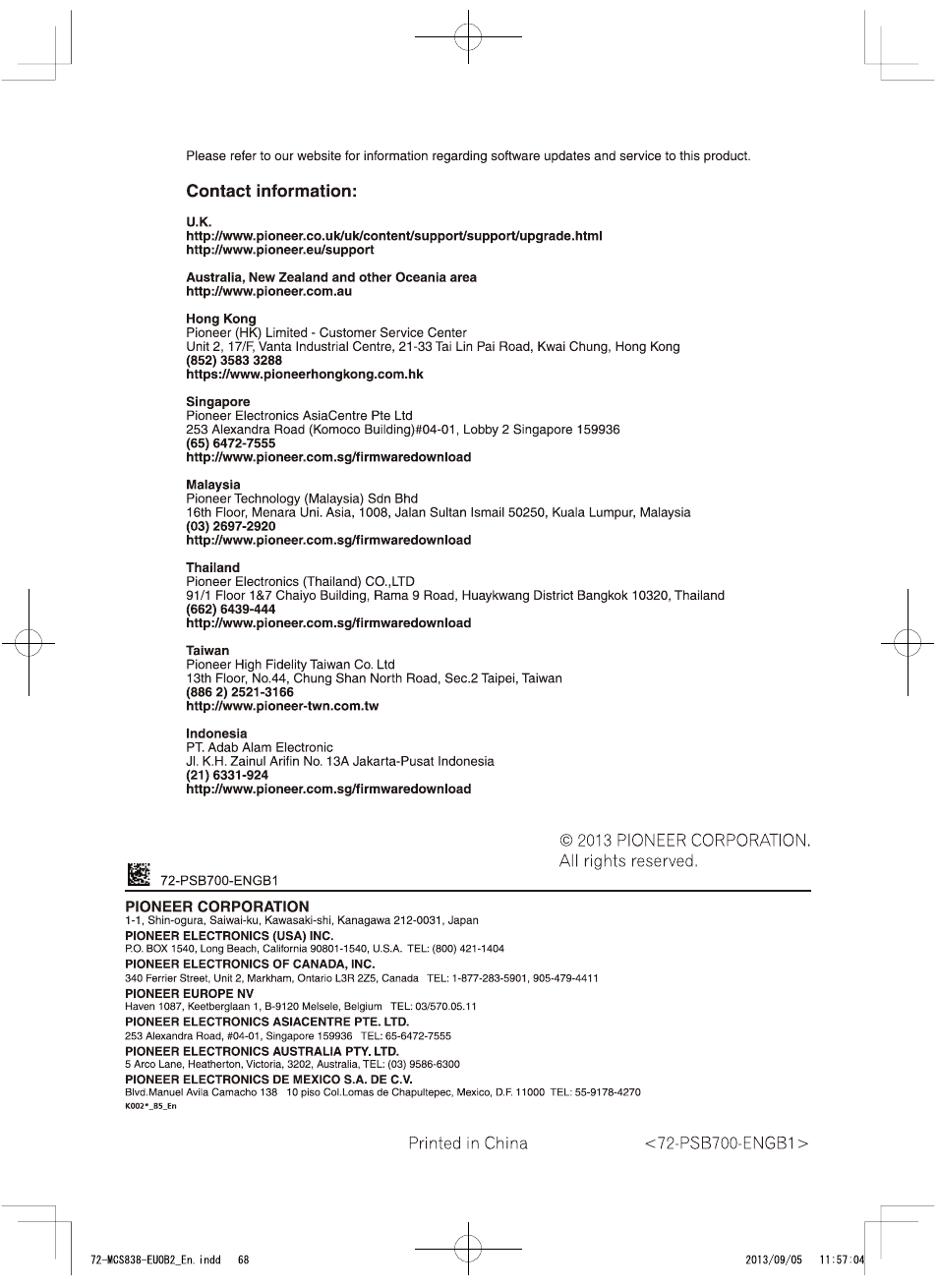 Pioneer SBX-N700 User Manual | Page 68 / 68