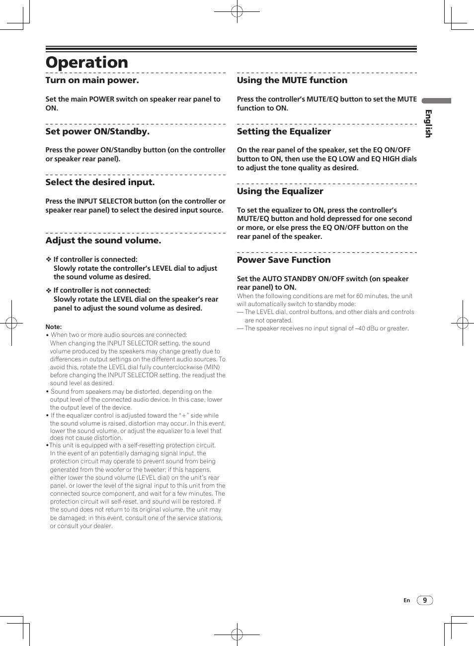 Operation | Pioneer S-DJ05 User Manual | Page 9 / 72
