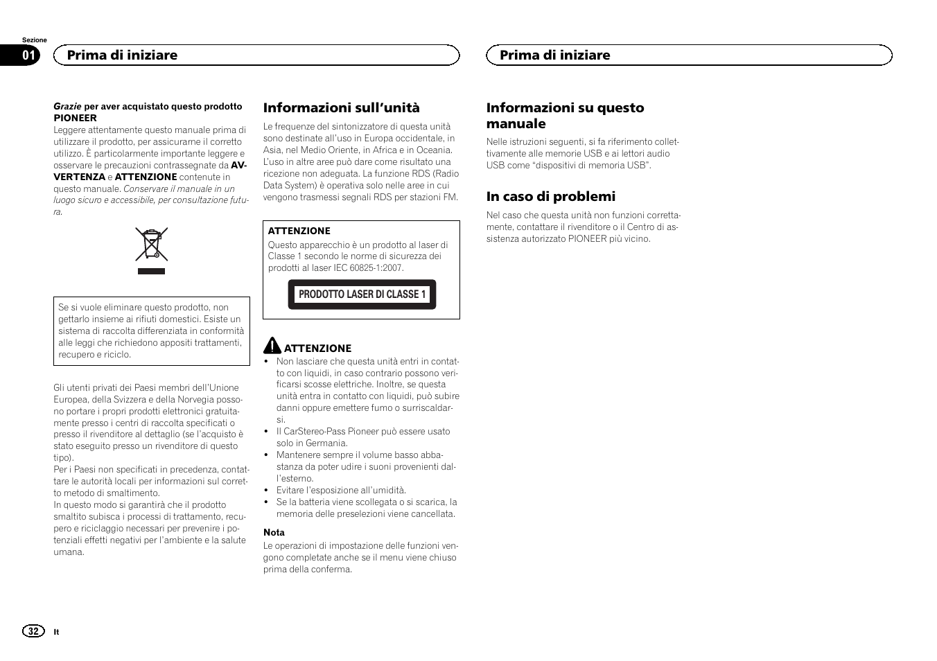 Italiano | Pioneer DEH-1500UBG User Manual | Page 32 / 108