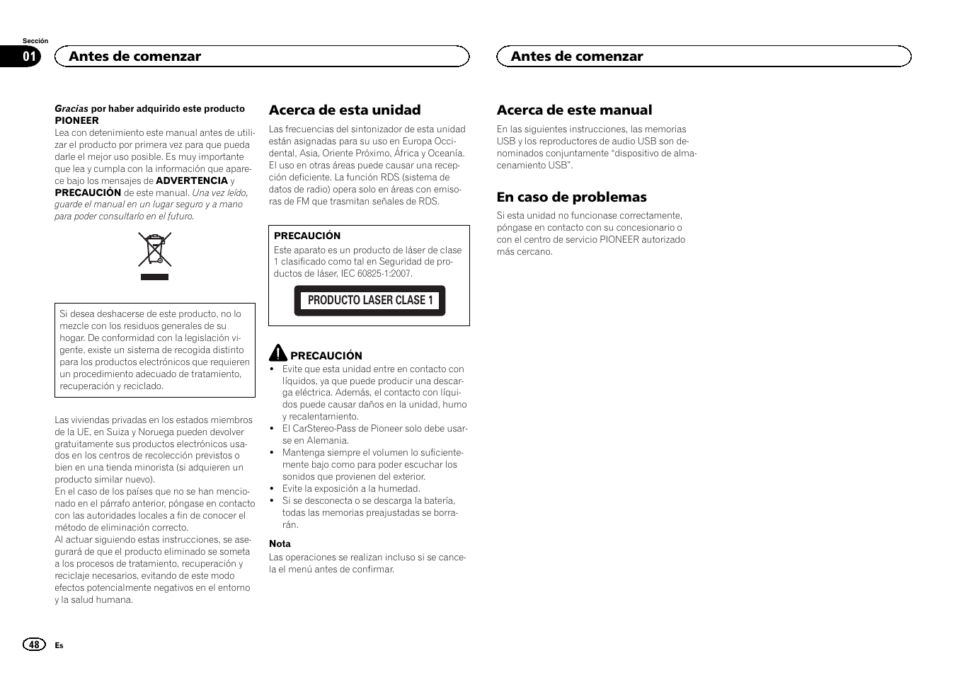 Español | Pioneer DEH-1500UBG User Manual | Page 48 / 108