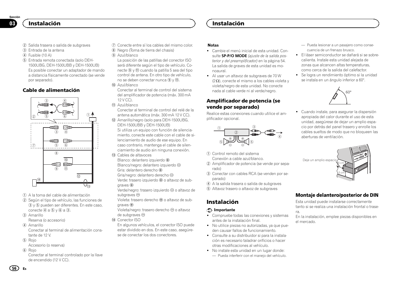 Instalación | Pioneer DEH-1500UBG User Manual | Page 56 / 108