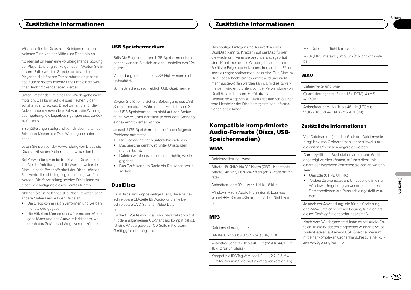 Zusätzliche informationen | Pioneer DEH-1500UBG User Manual | Page 75 / 108