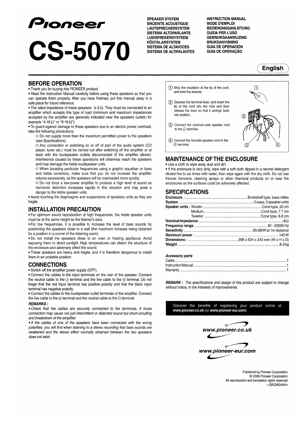 Pioneer CS-5070 User Manual | 8 pages