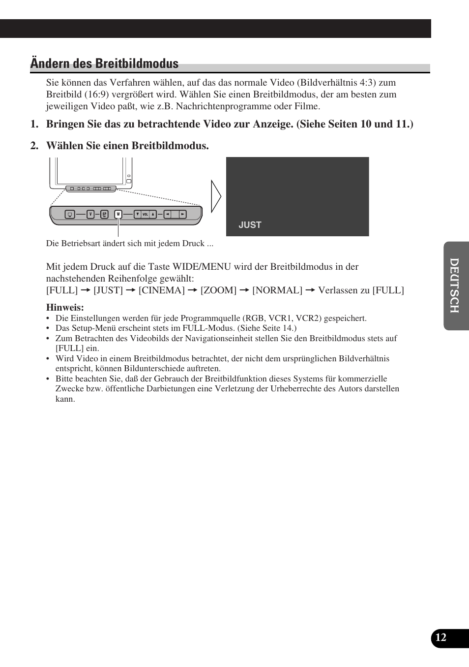 Ändern des breitbildmodus | Pioneer AVD-W6000 User Manual | Page 85 / 112