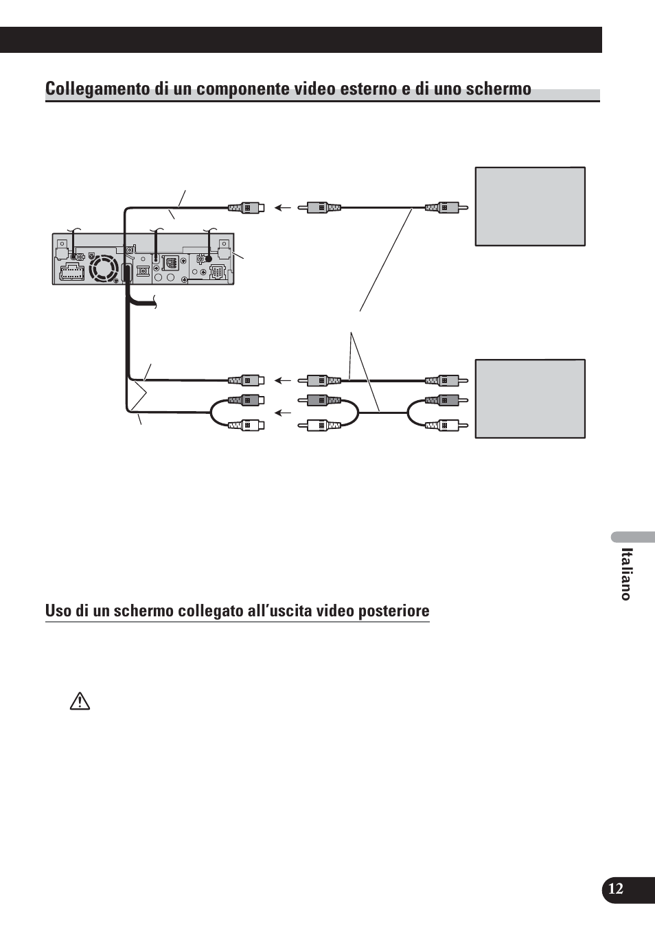 Collegamento di un componente video, Esterno e di uno schermo | Pioneer AVH-P5100DVD User Manual | Page 77 / 98