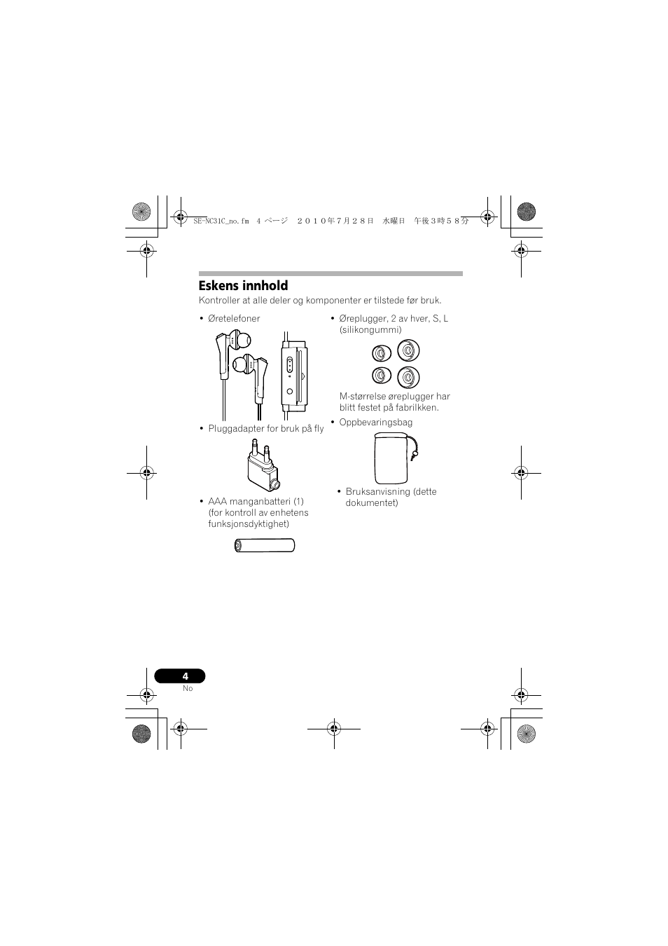 Eskens innhold | Pioneer SE-NC31C-K User Manual | Page 124 / 196