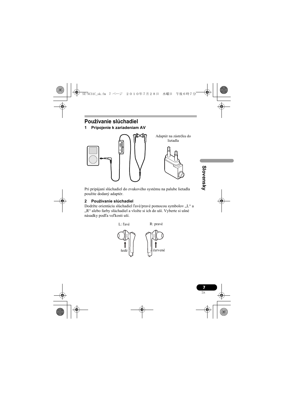 Používanie slúchadiel | Pioneer SE-NC31C-K User Manual | Page 163 / 196
