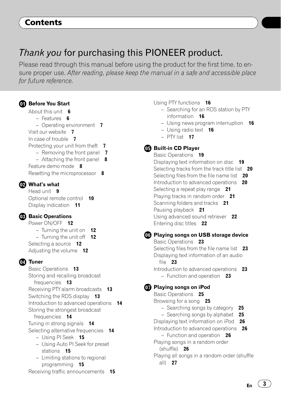 Pioneer DEH-P7100BT User Manual | Page 3 / 69