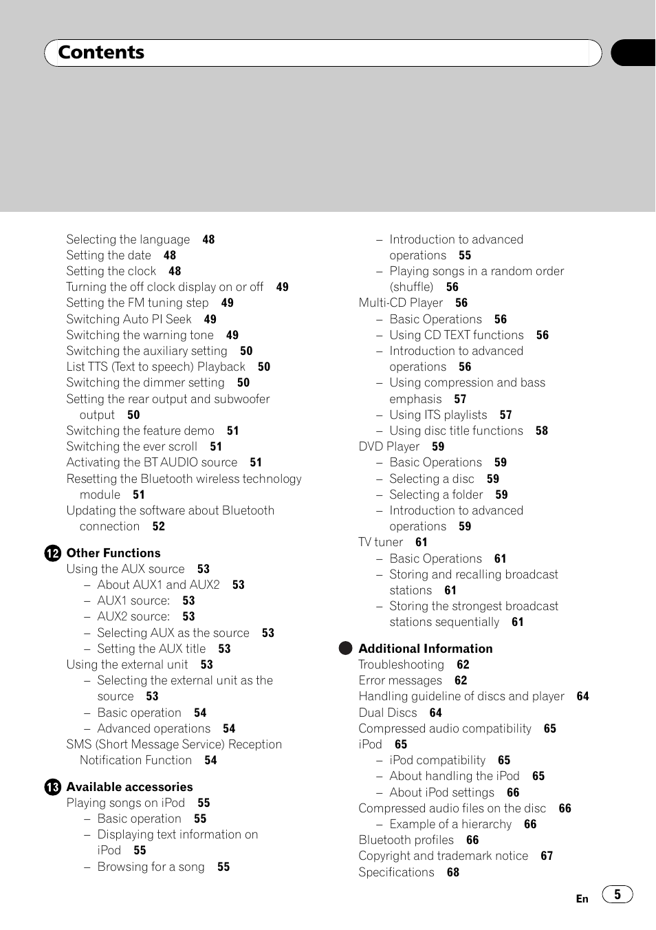 Pioneer DEH-P7100BT User Manual | Page 5 / 69