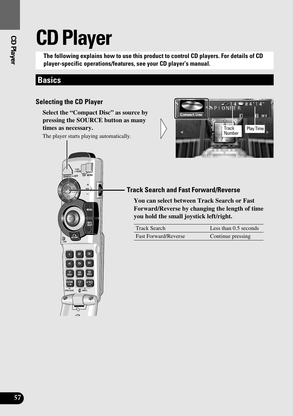Cd player, Basics | Pioneer AVM-P9000R User Manual | Page 58 / 112