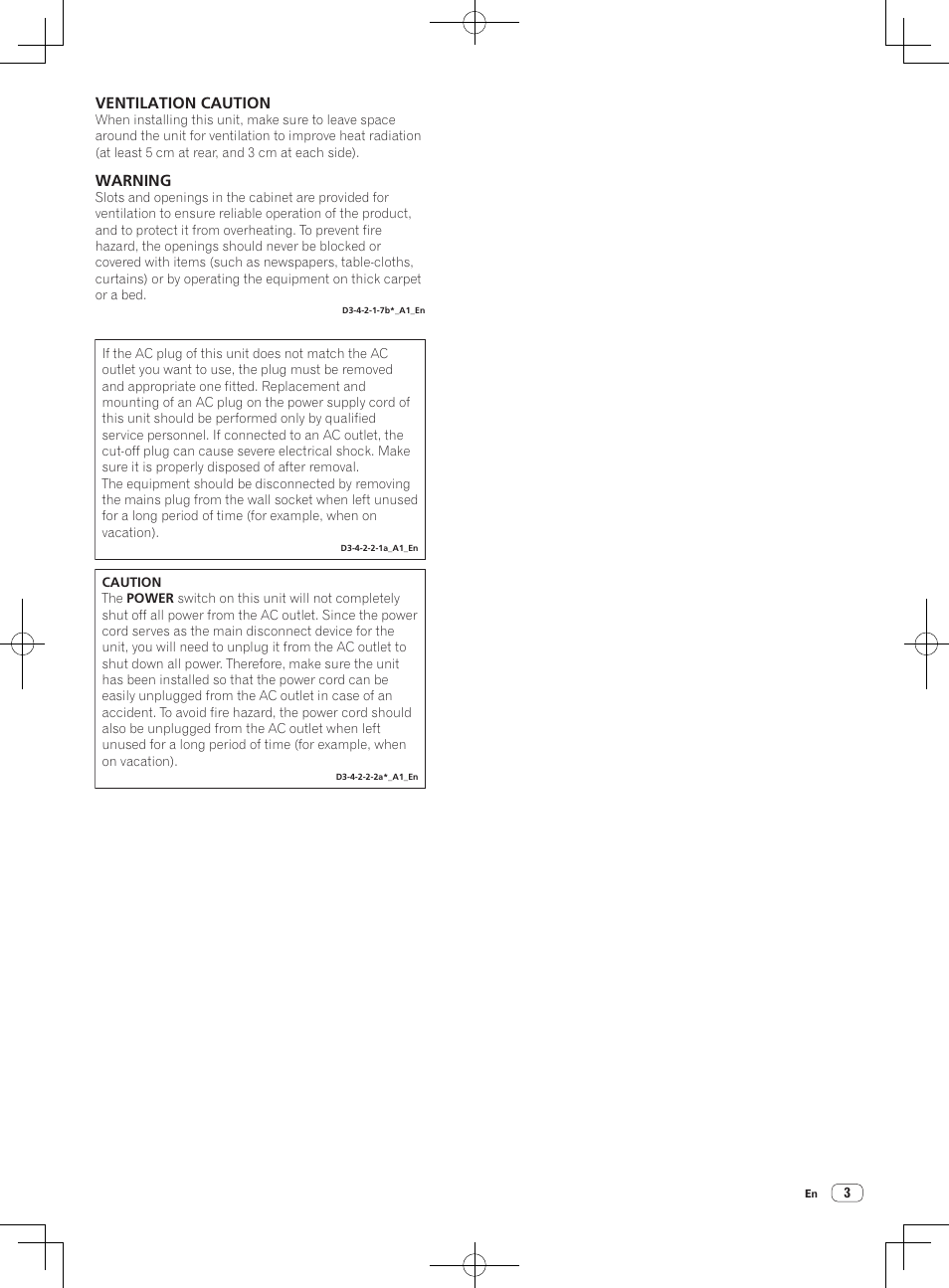 Ventilation caution, Warning | Pioneer DJM-850-W User Manual | Page 3 / 84