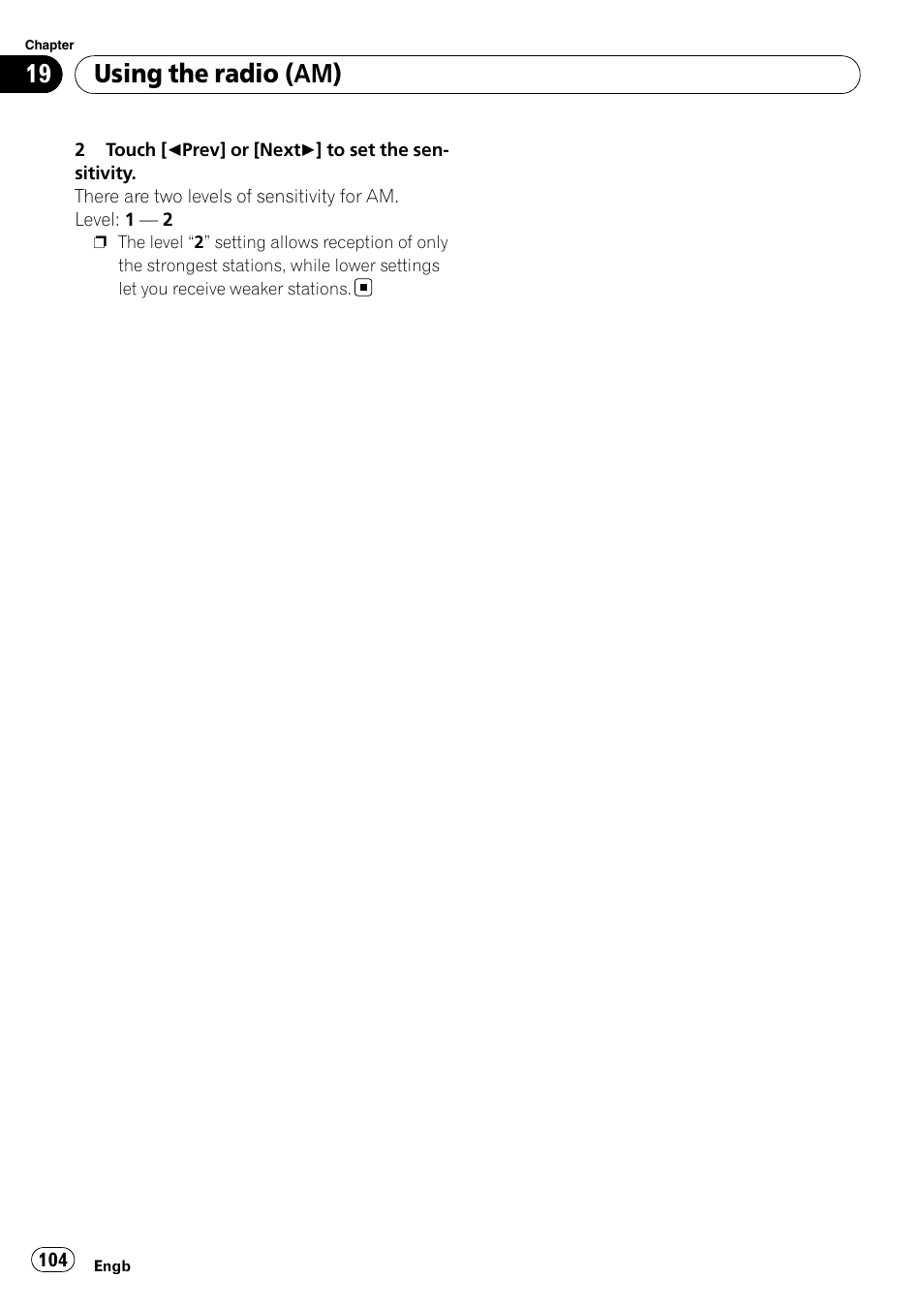 Using the radio (am) | Pioneer AVIC-F910BT User Manual | Page 104 / 170